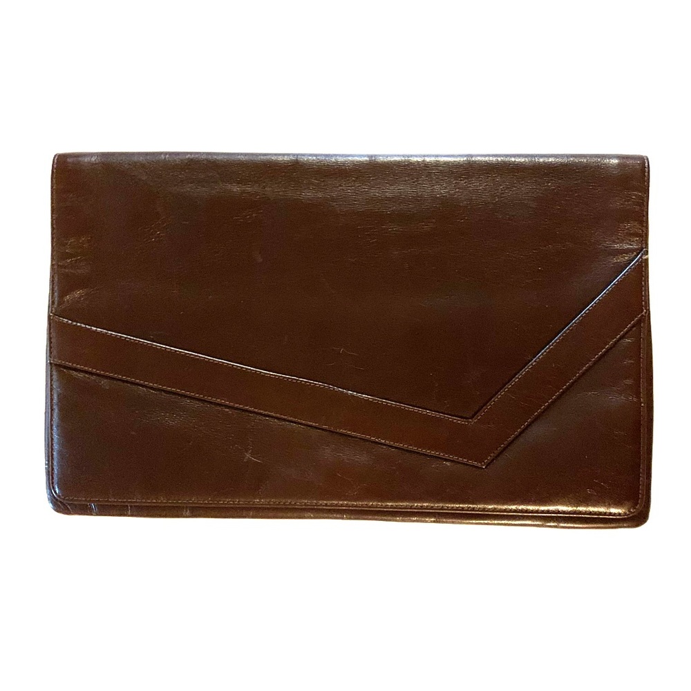 Vintage 1970s Leather Brown Clutch